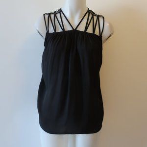 LANDA BY DORA LANDA BLACK STRAPPY BLOUSE SZ XS